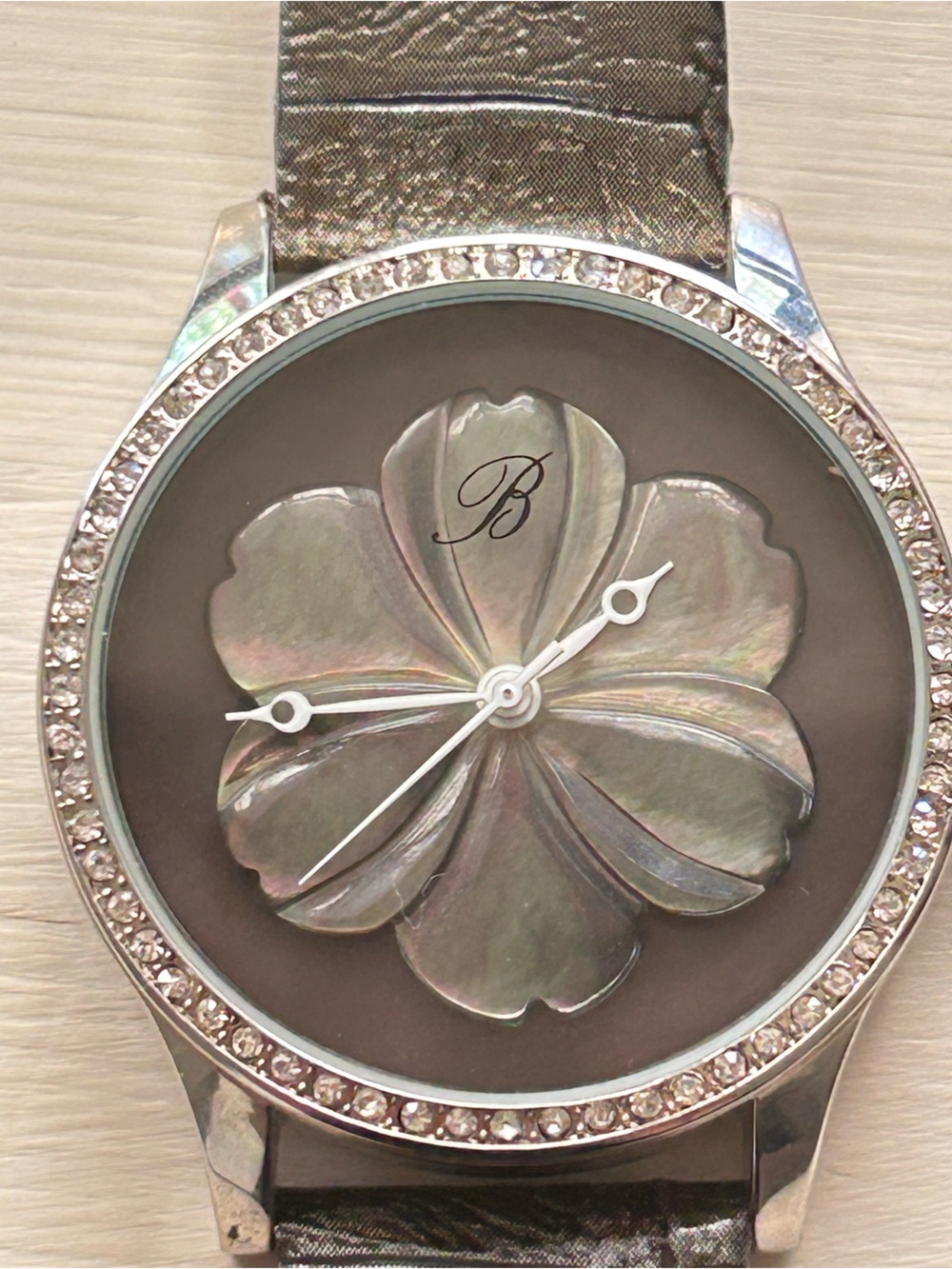 Brighton Silver Crystal Bezel Floral Dial Watch